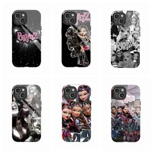 Bratz Edgy Black Pink Aesthetic Y2K Nostalgia Cartoon Doll Design Art Trendy Tough Phone Case. Trendy 2000s Pop Culture Heavy Duty Shockproof Protective Smartphone Cover for iPhone 17 Pro Max 16 Air 15 14 13 12 11.