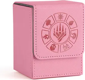 Card Deck Box, 110+ Storage MTG Deck Box with 50 Pcs Card Sleeve, Collectible Trading Card Cases for Magic Commander and More (Pink)