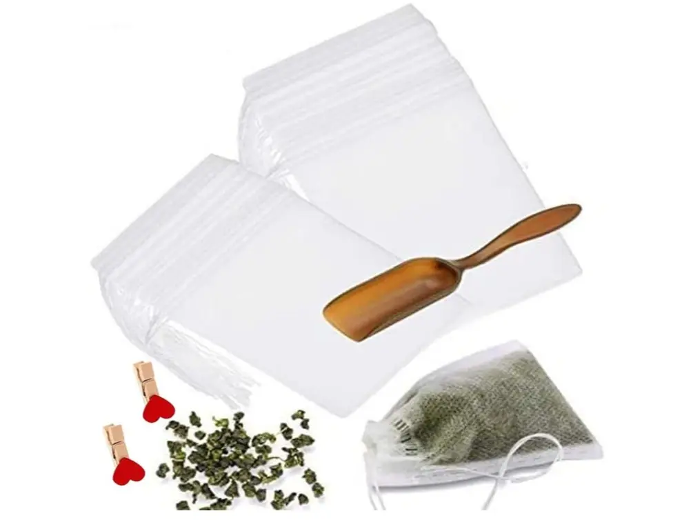 400Pcs Disposable Tea Filter Bags & 2Pcs Clips & 1Pc Plastic Tea Spoon for Loose Leaf Tea from Safe Natural Materials, Empty Tea Bags Suitable for Loose-Leaf Tea, Spices, Herbs