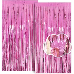 Birthday Decorations for Girls, 3.3x8.2ft  Tinsel Backdrop Foil Fringe Curtains, Glitter  Streamers Party Decorations Door Hanging for  Bachelorette Graduation Halloween (2 Pack)