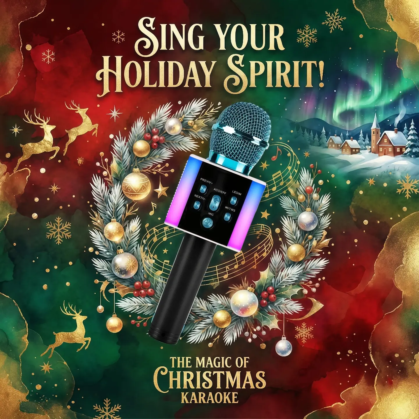 Wireless Karaoke Mic with LED Lights – Hi-Fi Stereo, Vocal-Off Mode & Dual-Mic Pairing – Fun Voice-Changer Toy for Parties, Travel, Car & Camping – Perfect Birthday & Christmas Gift for Kids & Adults