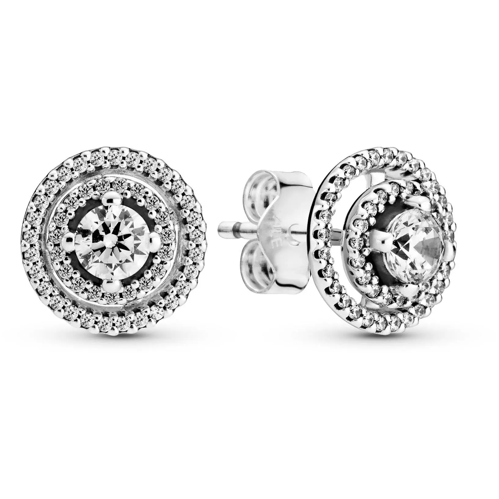 Pandora Sparkling Double Halo Stud Earrings 299411C01, Cubic Zirconia, Elegant, Adults