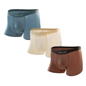 Men's Luxury Satin Cooling Boxer Briefs 3-Pack Breathable 3D Pouch Seamless Underwear Summer Comfort Perfect Gift