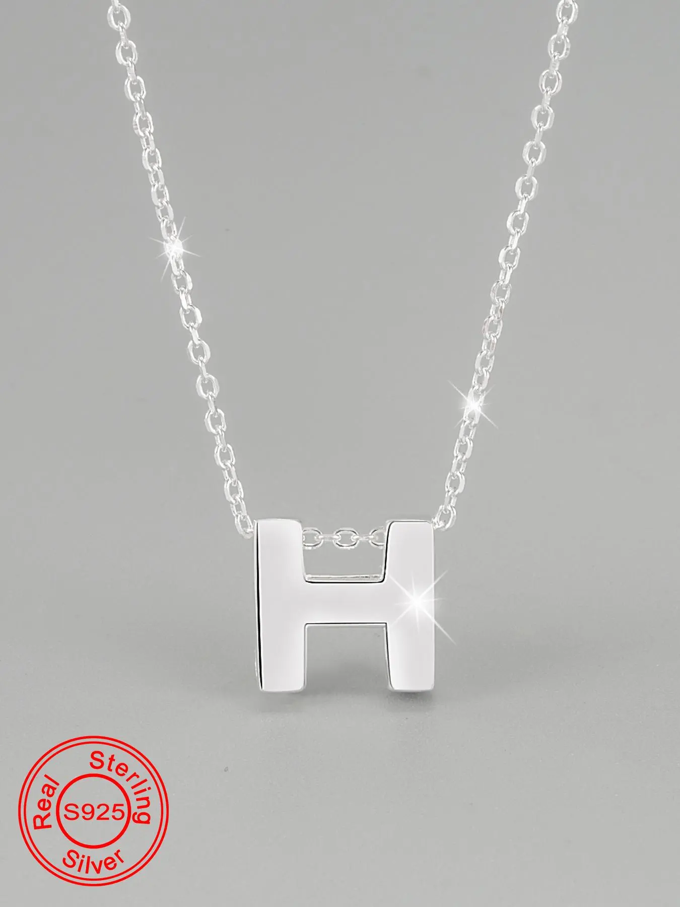 925 Sterling Silver Fashion Letter H Pendant Necklace for Women & Girls, Fashion Jewelry for Party, Daily Clothing Decor, Trendy All-match & Exquisite Jewelry for Birthday Gift