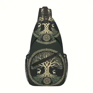 Crossbody Chest Bag Hiking Backpack Viking Symbol Tree Life Shoulder Bag Folding Large Capacity Fashion Durable Can Be Used For Shopping, Work, Leisure Travel Beach Bag Fishing Backpack Travel Accessories Backpack For School Back Christmas Gifts