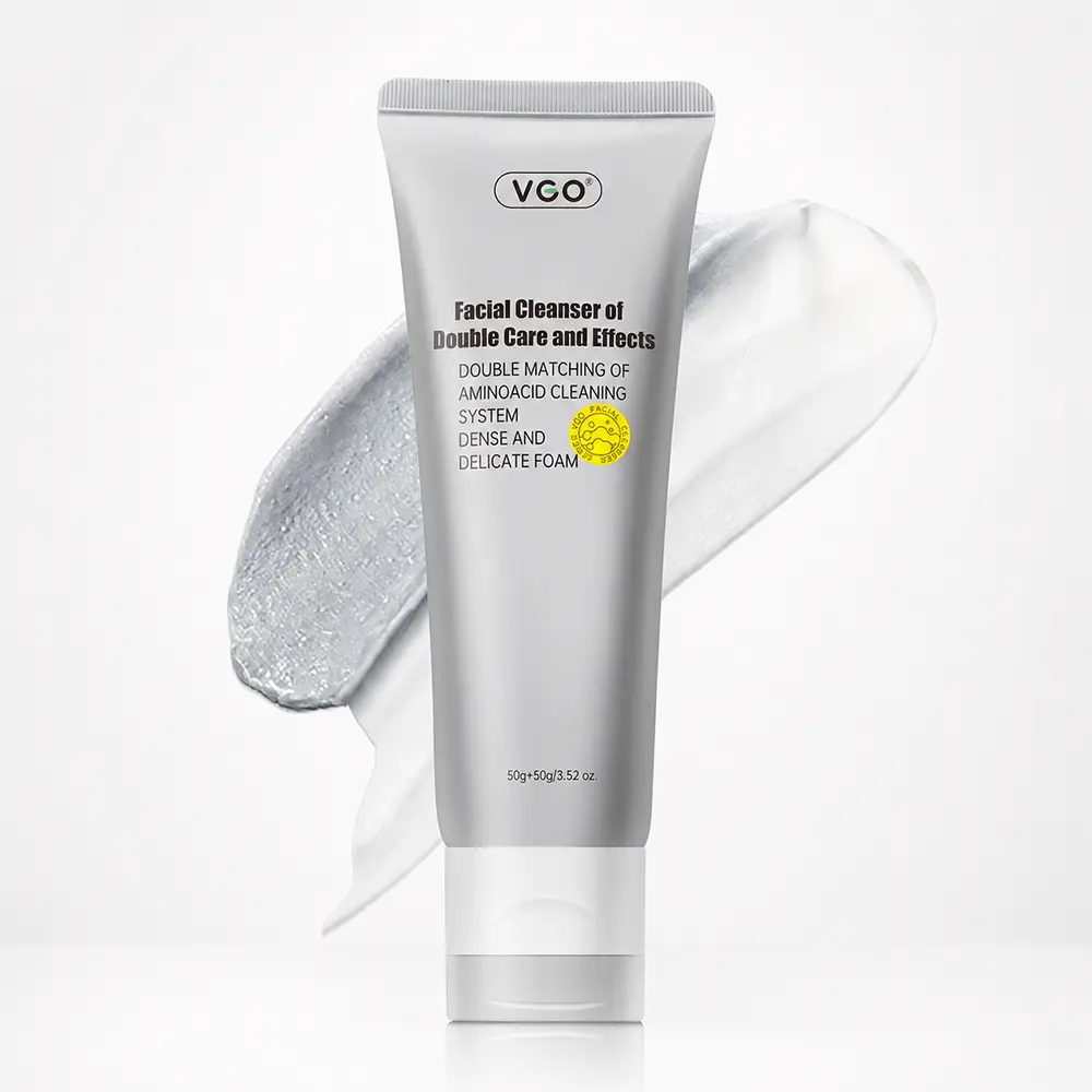 VGO Facial Cleanser of Double Care and Effets 50g All types of skins Cleanse and moisturize Cleansing Skincare Gentle Charcoal Coconut Daily Foam Hydrating Comfort Moisturizer-A