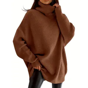 Womens Turtleneck Oversized Sweater Batwing Chunky Pullover Sweater Casual Fall Loose