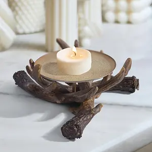 Metal Candle Holder Stand, Deer Antler Design, Living Room Corner Decor, Bedroom Aroma Wax Display, Christmas Birthday Party Prop