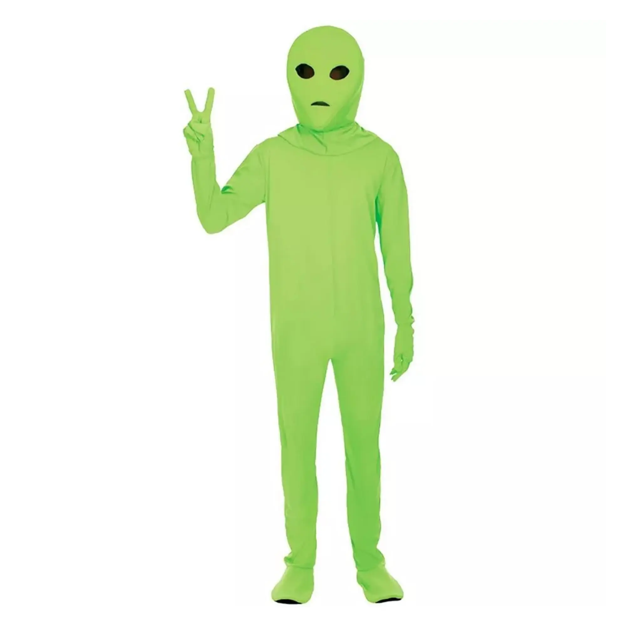 Men's Green Alien Costume Jumpsuit, Menswear Party Cosplay Outfit for Halloween