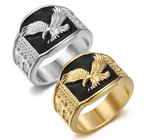 1-piece stainless steel eagle ring with a bold, stylish design. Durable and comfortable for daily wear or special occasions. A great gift option for men.