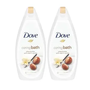Dove Caring Bath Shea Butter with Warm Vanilla 450mL, Pack of 2 Body Care Comfort Cleansing