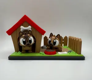 3D Printed Dog House Play Yard Set with 2 German Shepherds - 3DGOB