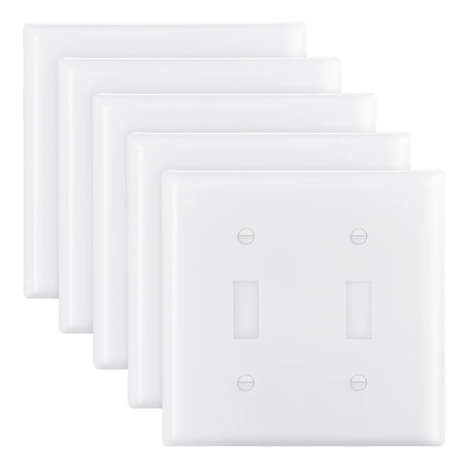 【Summerfinds】VEVOR Toggle Light Switch Wall Plates,  , 2-Gang Switch Electrical Outlet Covers, Standard Size 4.61in L x 4.53in H Unbreakable Polycarbonate Thermoplastic Faceplate for Receptacle Outlet&Switch(5 Pack, White)
