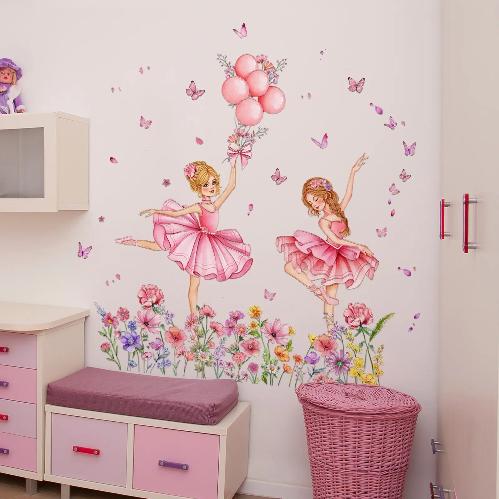 A set (30*90cm*3pcs) of fairy dance 2D flat wall stickers, home decoration self-adhesive wall stickers, Wall Art Stickers, Wall Decal, Decorative Decal, Decorating, MG13509-KN