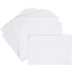 SJPACK 25pcs-100pcs 6.5 x 4.5inch White Rigid Photo Shipping Flats Cardboard Envelope Mailers Office Stationery Supplies