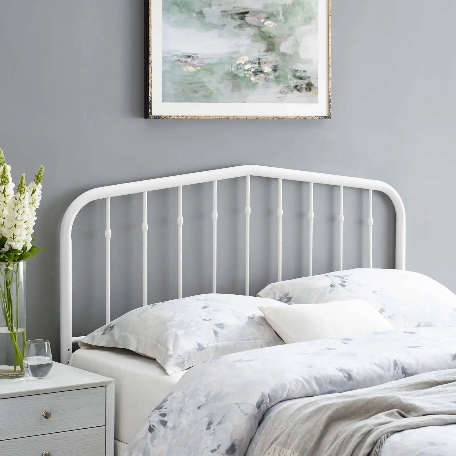 Modway Lennon Full Metal Headboard in White