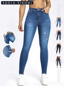 Women's Plain Ripped Button Pocket Washed Jeans, Casual Fashion Skinny Denim Pants, Going Out Outfits, Streetwear, Ladies Bottoms for Spring & Fall