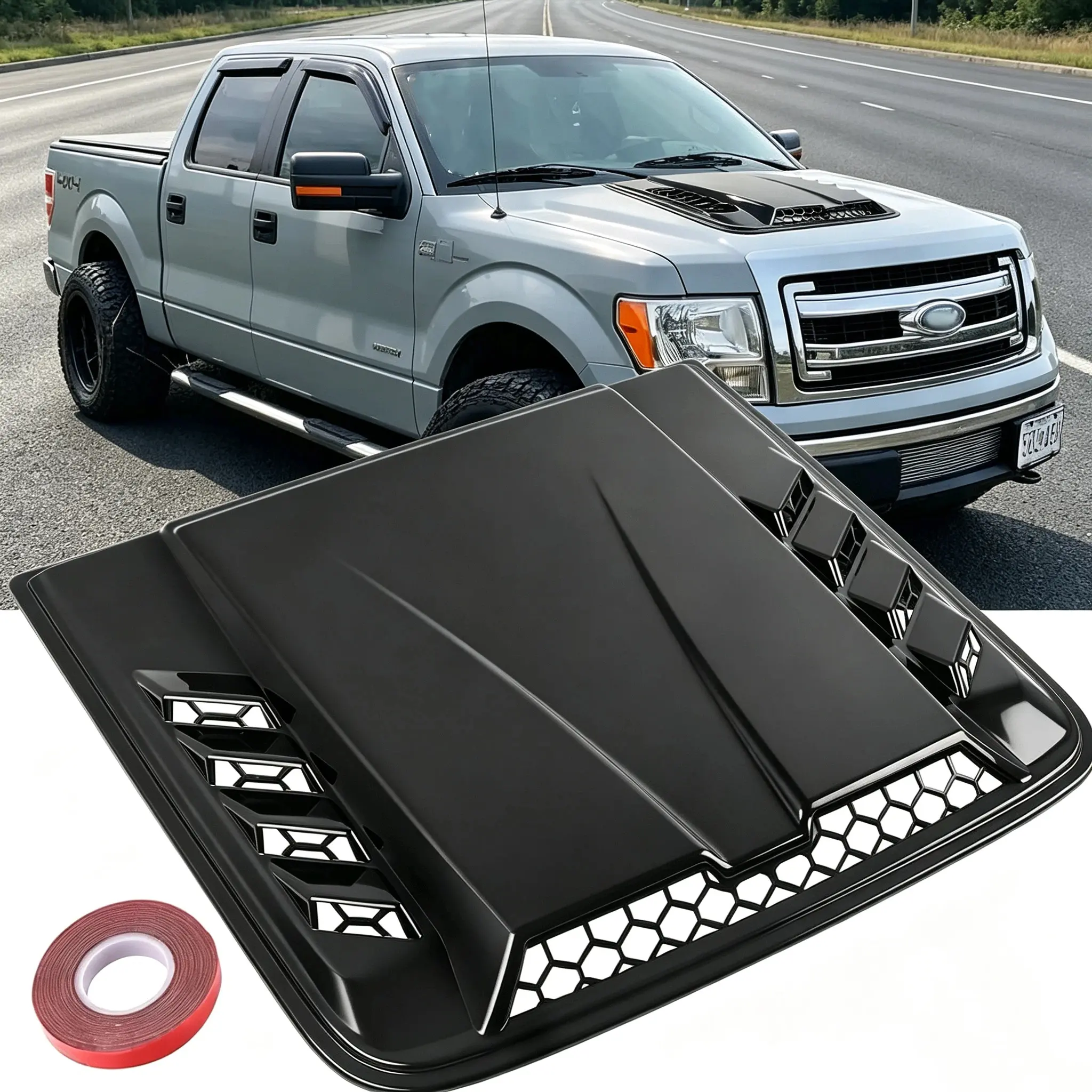 2026 New Black Universal Large Hood Vents - Car Engine Hood Air Vent Scoop for Chevy Silverado, Colorado, Ford F-150/F-250/F-350, Dodge Ram 1500/2500/3500 (Automotive Exterior Decoration Accessory)