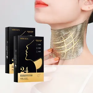2Boxes-10pcs MERCILEN Golden Honeycomb Neck Moisturizing Mask Firmer & Lifts Neck Lines Smooths & Tightens Double Chin, Easy-Absorbing Moisturizing to Smooth Hypoallergenic Fragrance-Free for All Light Beige Types, Men & Women skincare, Neck Mask Firming