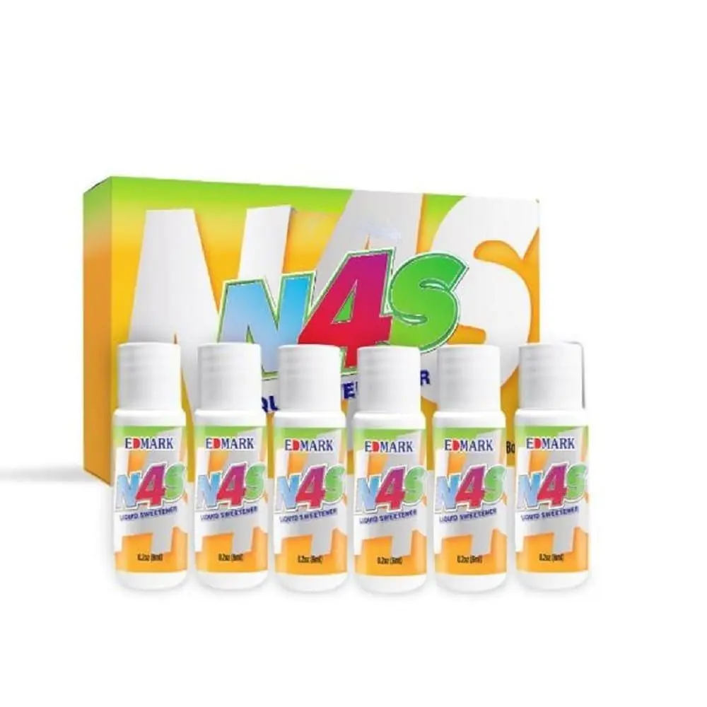 EDMARK N4S Natural Sweetener – Set of 6 Bottles | Zero-Calorie Sugar Substitute, 600x Sweeter Than Sugar | Ideal for Coffee, Tea, Cooking & Baking | Low-Carb Natural Sweetener for Everyday Use
