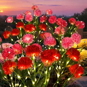 【SummerVibes】GIGALUMI Solar Lights Outdoor for Garden Decor, 6 Pack Solar Flower Lights Waterproof, 2 Lighting Modes 36 Chrysanthemums for Pathway,Yard, Patio Decoration, Gardening Gifts for Women (Multi-Colored)