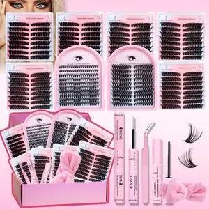 Mixed Style False Eyelash Gift Box Set, Personal Lash Extension Kit, Soft Curled Fluffy Cartoon Lashes, Eyelash Extensions, Includes Glue, Remover, Tweezers, Brush, Headband