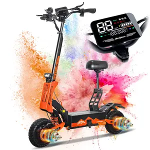 Electric Scooter For Adults,5600W Dual Motor 60V27AH 50MPH Folding E-Scooter With Adjustable Seat,11'' Off-Road Tires Shock Absorbers Electric Scooter