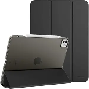 for iPad Pro 13 Inch Case M4 2024 (7th Gen), Ultra Slim Stand Case with Hard PC Translucent Back Shell Cover for iPad Pro 2024 Model (A2925/ A2926/A3007), Support Apple Pencil Pro, Black
