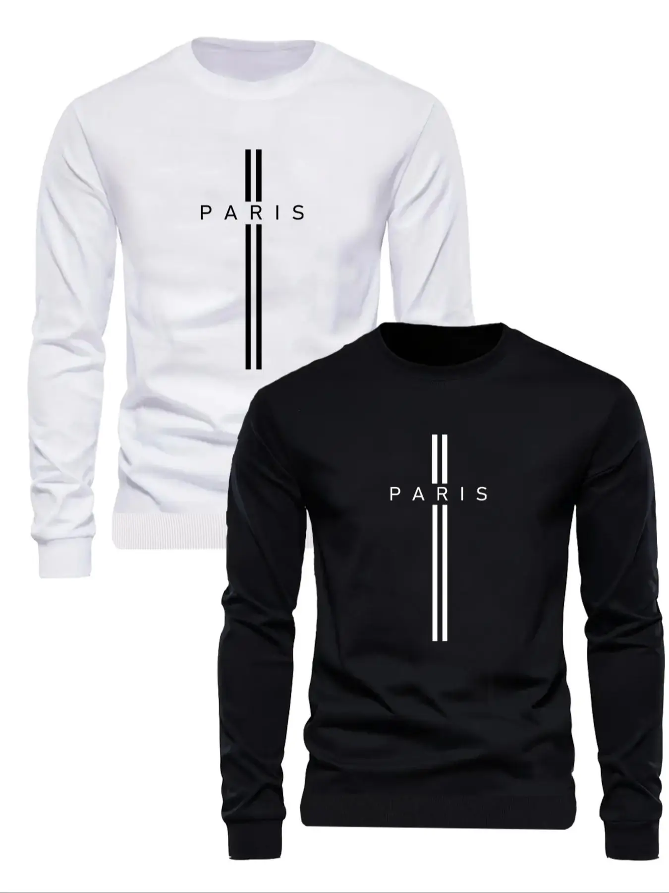 Men's Letters Print Round Neck Sweatshirt, Regular Fit Casual Long Sleeve Pullover for Fall & Winter, Men's Clothes for Daily Wear