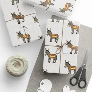 Donkey In and out Wrapping Paper | Cute Cartoon Donkey Repeat Print