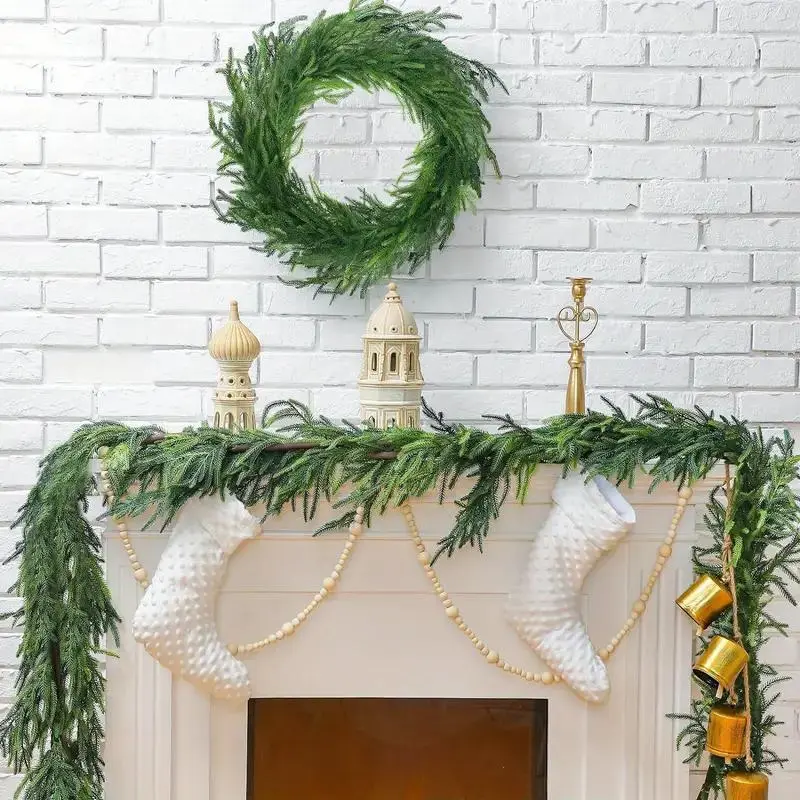 Natural Christmas Greenery - Real Touch Norfolk Pine Garland Vibrant Artificial Cedar Garland hobby lobby  christmas christmas tree decor christmas  garland tacky christmas tree christmas decorations 24 christmas tags