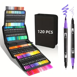 120 Colors Markers for Adult Coloring Books, Dual Tip Markers for School, Fine and Brush Tip Markers for Adults Coloring Books, Calligraphy, Drawing, Sketching