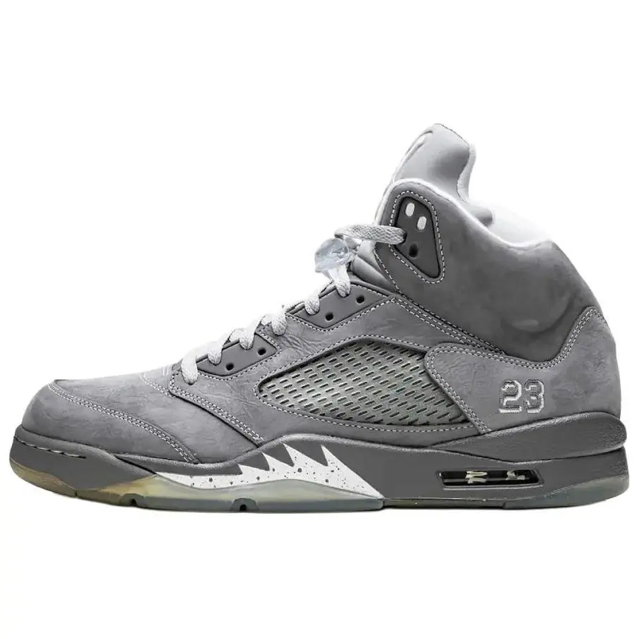 Jordan Air Jordan 5 Anti-Slip Wear-Resistant Mid-Top Vintage Basketball Shoes Unisex Gray