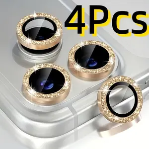 4-Piece Scratch-Resistant Protection Lens Screen Protector for iPhone 17/16/15/14/13/12/11 - Glitter Lens Screen Protector - Beautiful and Practical Accessories