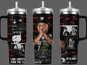Suicideboys G59 Records Custom Tumbler, 40oz Insulated Coffee Mug with Handle, Vintage Aesthetic Streetwear Design, Durable Travel Cup
