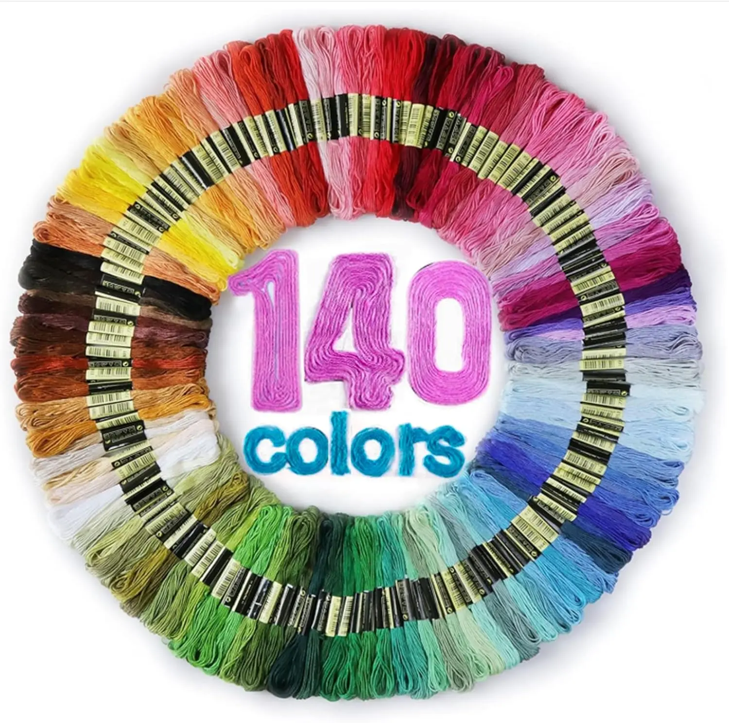 LOVIMAG Embroidery Thread Floss 140 Colors Friendship Bracelet String Making Bracelets Cross Stitch Kit Supplies Thin Yarn Sewing Patterns Polyester Strings Crochet Braces Wrap Colored Rainbow Crafts