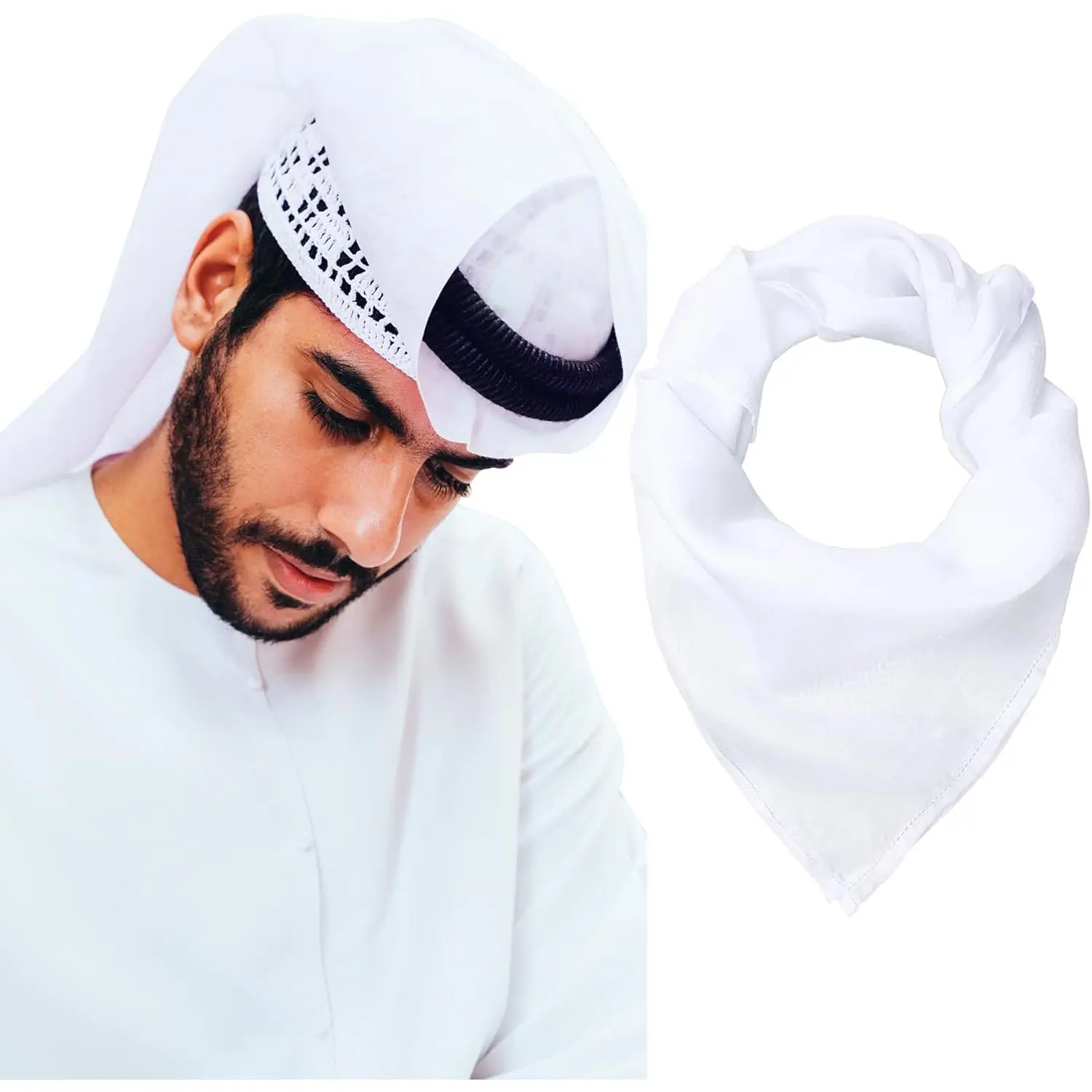 Scarf Keffiyeh Shemagh Turban  Wrap Muslim Arab Saudi Dubai Headwear for Men Women