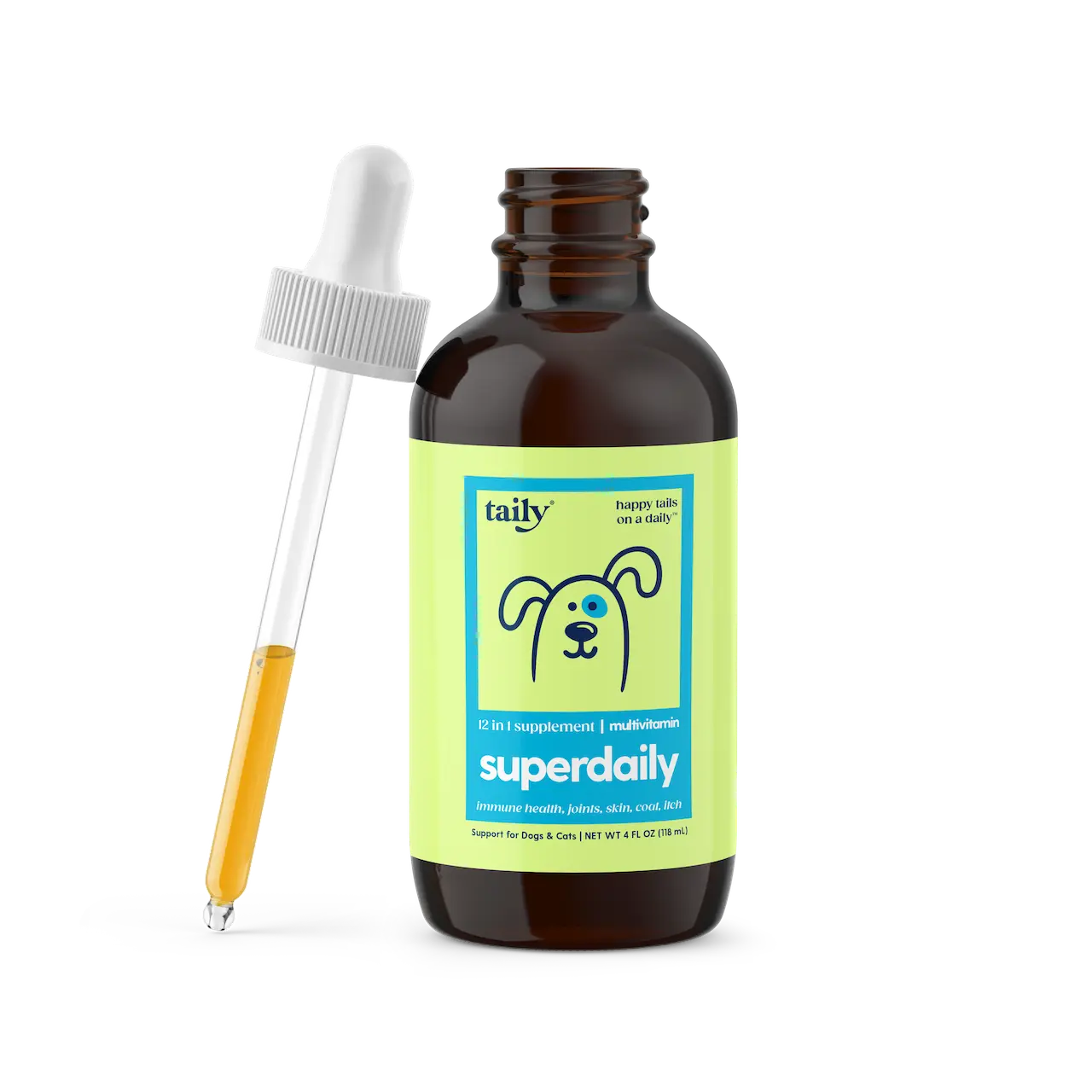 Taily Superdaily Multivitamin for Dogs & Cats - Hydrolyzed Collagen, Essential Vitamins - Supports Joints, Shiny Coats, Strong Teeth, Fabulous Nails - Canine Nutritional Supplement