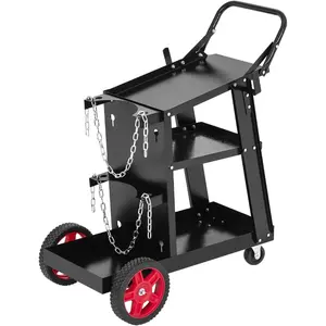 Heavy Duty Multi-Tier Welding Cart 3 Tier Carbon Steel Welding Cart for Mig/Tig Welder and Plasma Cutter,Rolling Welder Cart with Handle and Gas Tank Holder,220 Lb Weight Capacity