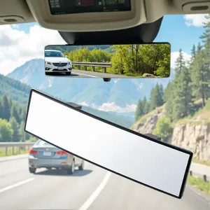 Rear View Mirror, Chrome Anti-glare PanoramicRear Mirrors Universal 12 Inch Convex CarInterior Clip on Extra Big Wide Angle RearviewMirror Extender to Reduce Blind Spot for CarSUy Trucks																	