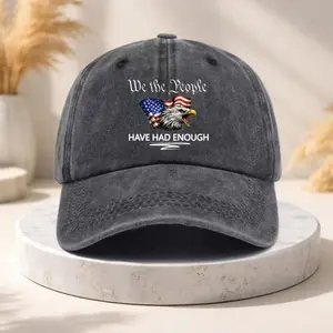 We The People Have Had Enough Eagle Patriotic Statement Washed Baseball Cap