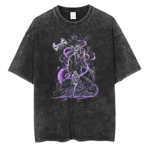 Retro Vintage "Gojo Satoru - Infinity" - Jujutsu Kaise Anime Single Printed Oversized Mineral Washed Unisex T-Shirt Gift For Anime Fan Cotton Menswear
