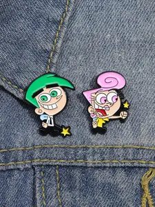 Cosmo & Wanda Enamel Pin Set, Perfect Vintage Accessory for 90s Nostalgia Fans, Retro Cartoon Lovers, Childhood Memory Collectors