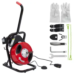 Heavy-Duty Electric Drain Cleaning Machine –Auto-Feed Sewer Snake, Air-Activated Foot Switch, Portable Auger– Ideal for Home & Professional Cleaning