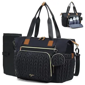 Waterproof Diaper Storage Handbag with Pacifier Box Baby Bag with Changing Pad Travel Mommy Handbag