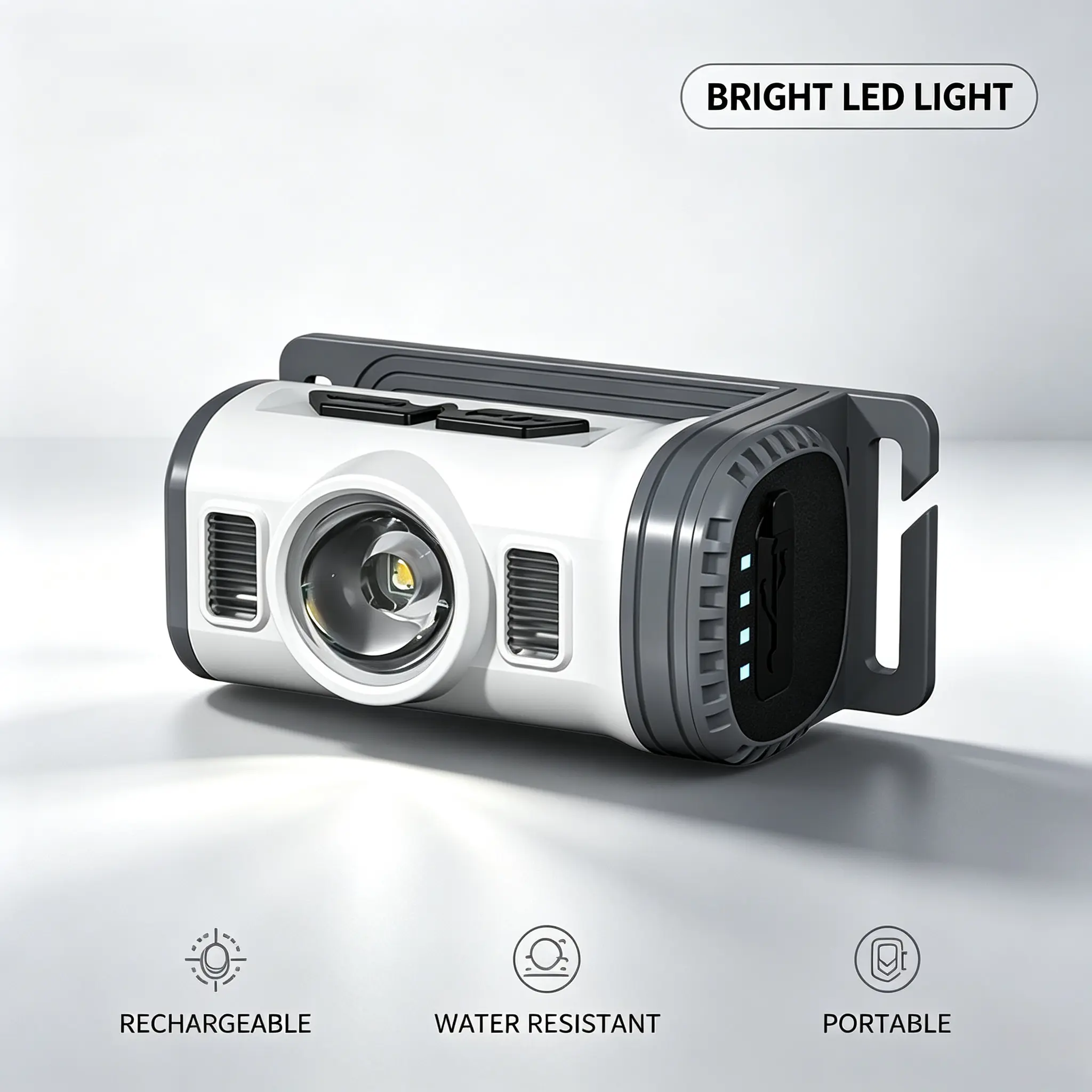 Mini Rechargeable LED Headlamp, 360° Rotatable Clip-on Cap Light with Red Blue Safety Flashlight, Waterproof Portable Head Light for Camping Fishing Cycling