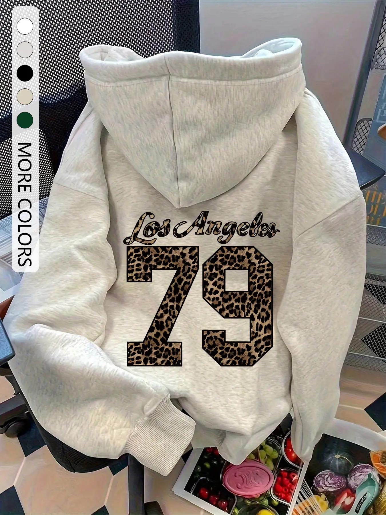 Women's Leopard Print Hoodie with Kangaroo Pocket, Drawstring Drop Shoulder Raglan Sleeves, Casual Fashion Loose Fit Pullover for All Seasons Sweatshirts Tops