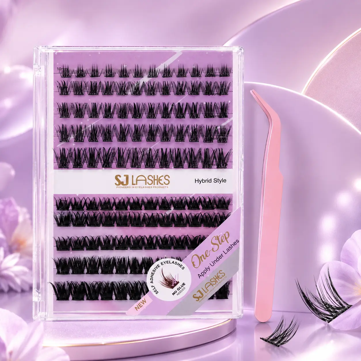 SJ LASHES Flawless Cosmetic Doll Eye Eyelash Clusters, 120 Pcs Lightweight Self-Adhesive 12-14mm Black Volume Lashes, Invisible Band Reusable Press-On for Daily Natural Glam, Dramatic Lashes