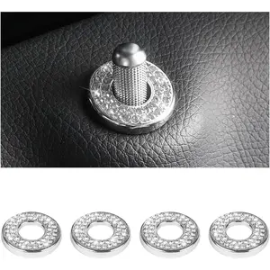 4 count Bling Inner  Door Lock Cover Stickers, Rhinestones Pull Rod Bolt Decorations,  Auto  for Women Girls, Sparkly  Door Lock Pin Caps for C Class C200L GLC260 C260L