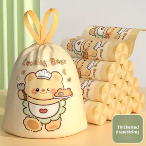 240PC 120PC 60PC Drawstring printed cleaning bags for home use, thickened, portable, extra thick storage bags, large cartoon tear-resistant bags for kitchen use
